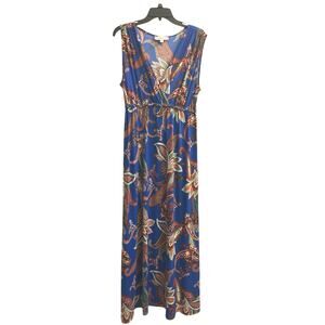 Philosophy Cobalt Blue Boho Paisley Sleeveless Long Maxi Dress Women’s Size XL